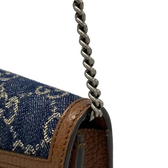 Auth GUCCI Dionysus/GG 476432 Navy Brown Denim Leather Shoulder Bag - Picture 8 of 15